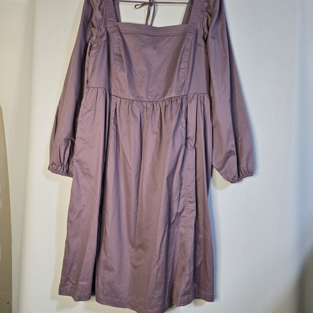 AVA & VIV Size 1X NWT Smocked Bodice LavenderDress With Full Elaatic Sleeves